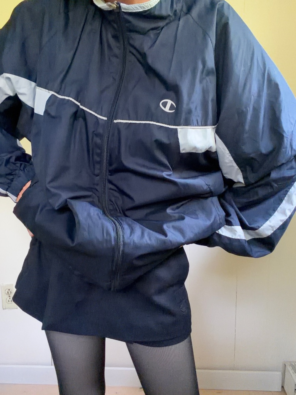 vintage champion windbreak navy blue sporty classic gorpcore